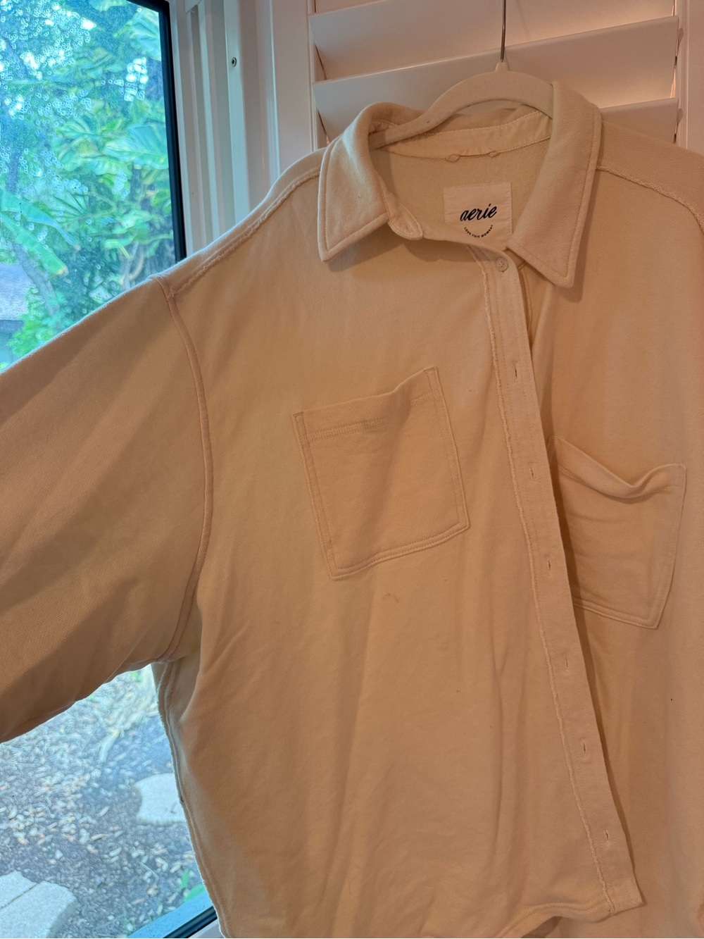aerie Neutral Cream Button-Up Shacket